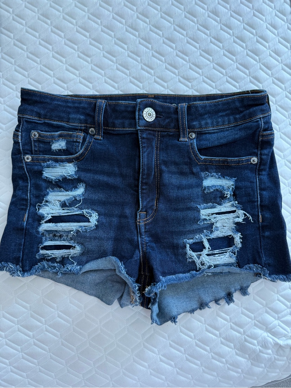American Eagle Outfitters Dark Blue Distressed Denim Cutoff Shorts